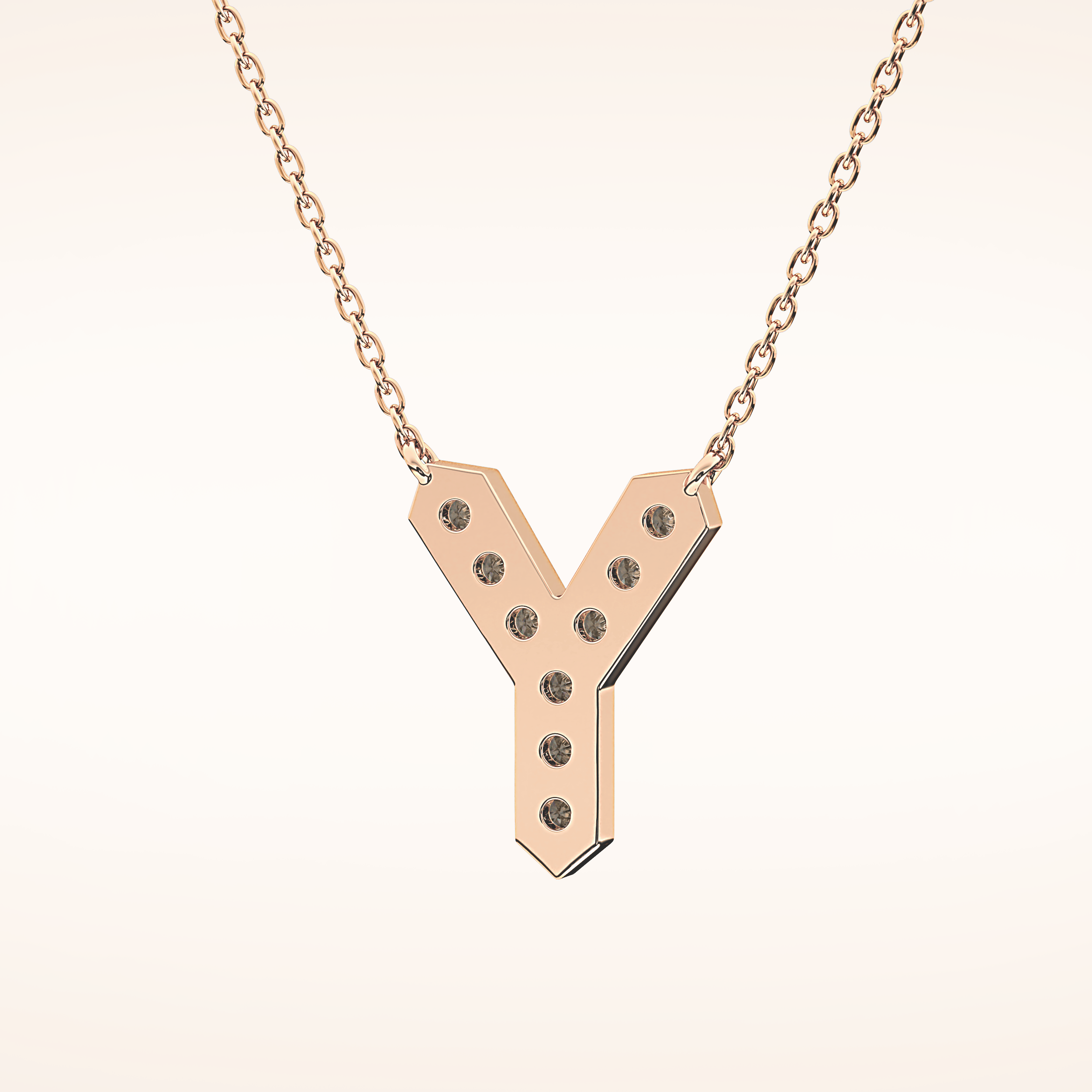 0.23 TCW Round Cut Moissanite Y Initial Pendant Necklace