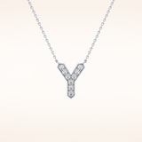 0.23 TCW Round Cut Moissanite Y Initial Pendant Necklace
