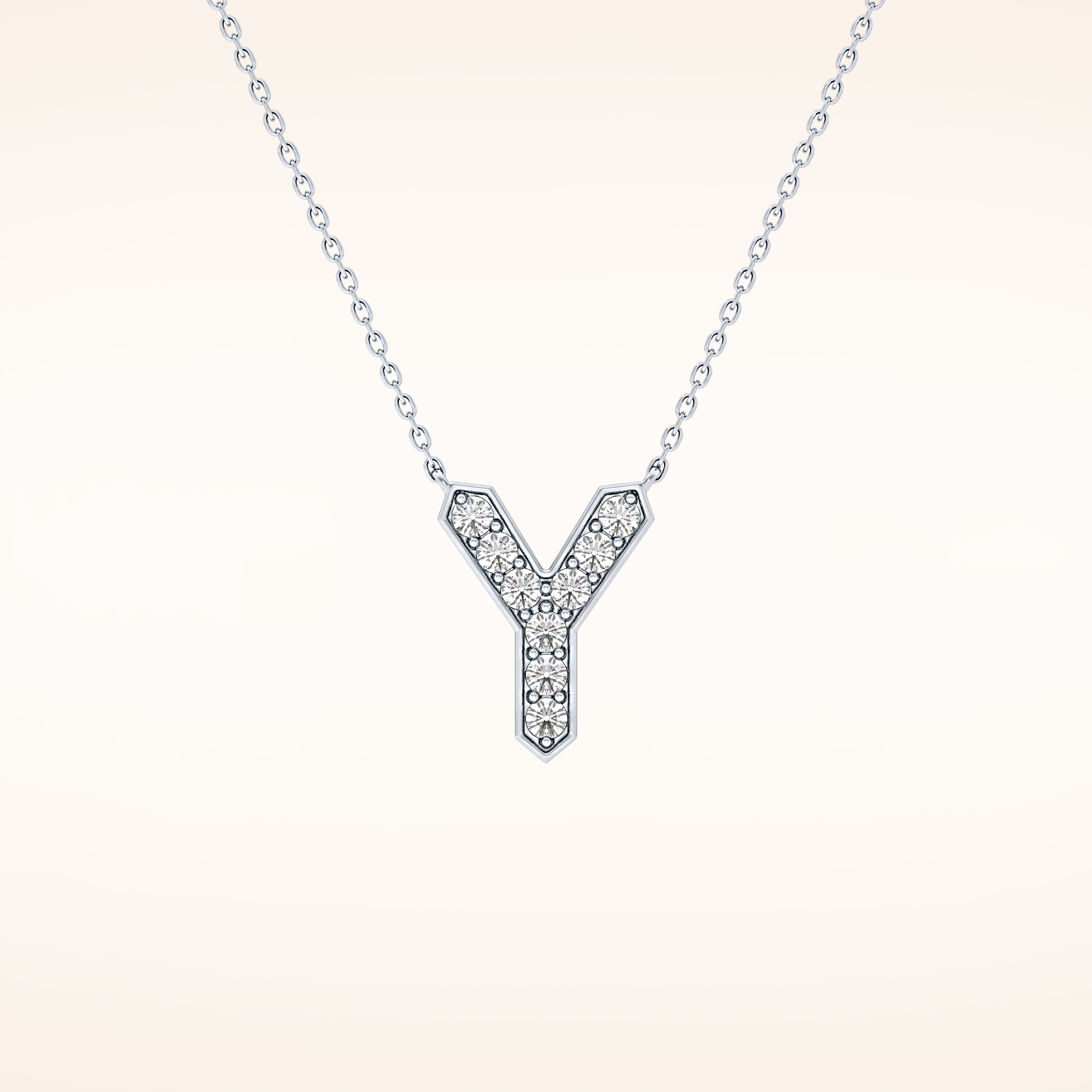 0.23 TCW Round Cut Moissanite Y Initial Pendant Necklace