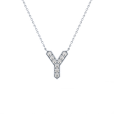 0.23 TCW Round Lab Grown Diamond Y Initial Pendant Necklace