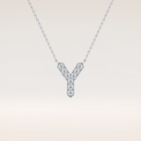 0.23 TCW Round Cut Moissanite Y Initial Pendant Necklace