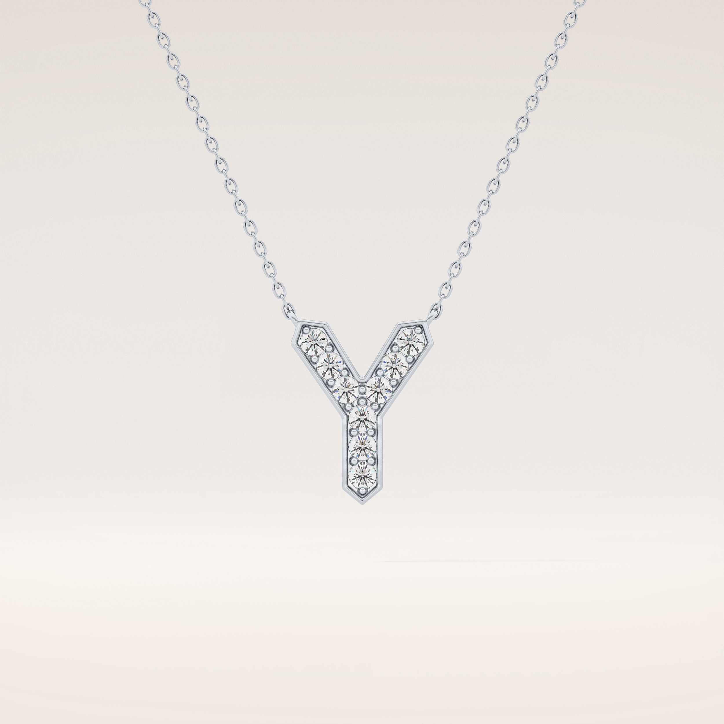 0.23 TCW Round Cut Moissanite Y Initial Pendant Necklace