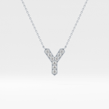 0.23 TCW Round Lab Grown Diamond Y Initial Pendant Necklace
