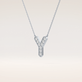 0.23 TCW Round Cut Moissanite Y Initial Pendant Necklace