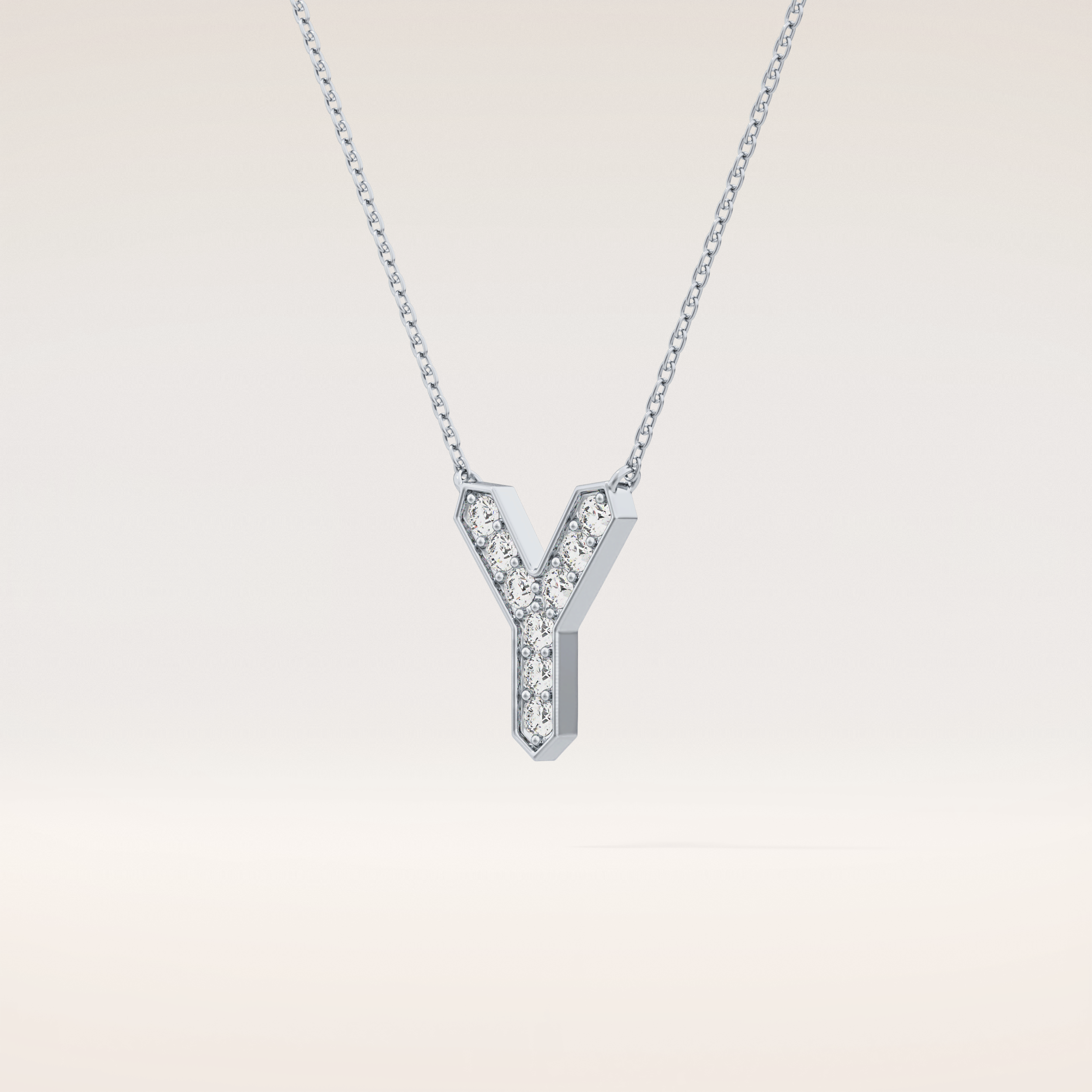 0.23 TCW Round Cut Moissanite Y Initial Pendant Necklace