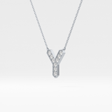 0.23 TCW Round Lab Grown Diamond Y Initial Pendant Necklace