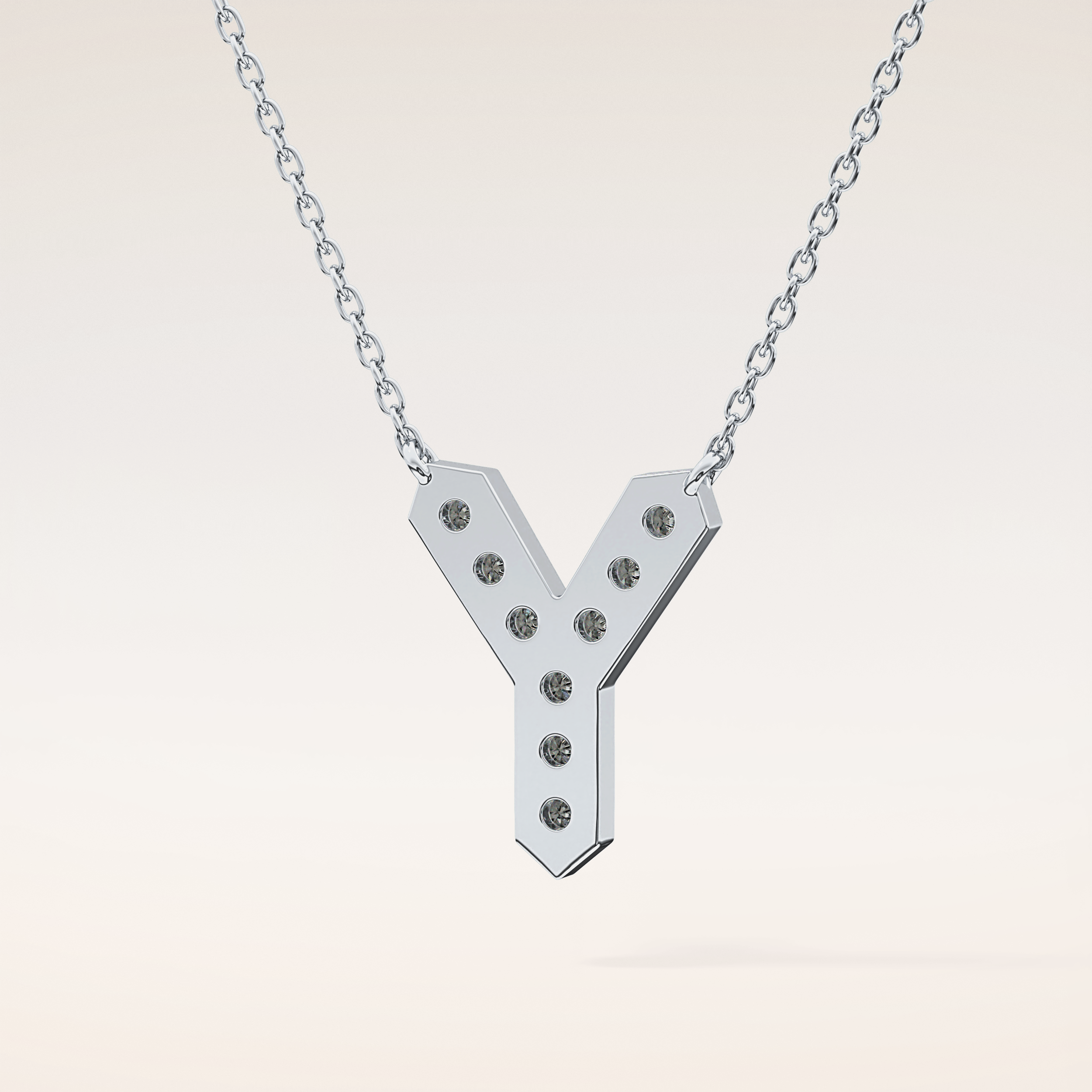 0.23 TCW Round Cut Moissanite Y Initial Pendant Necklace
