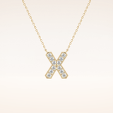 0.31 TCW Round Cut Moissanite X Initial Pendant Necklace