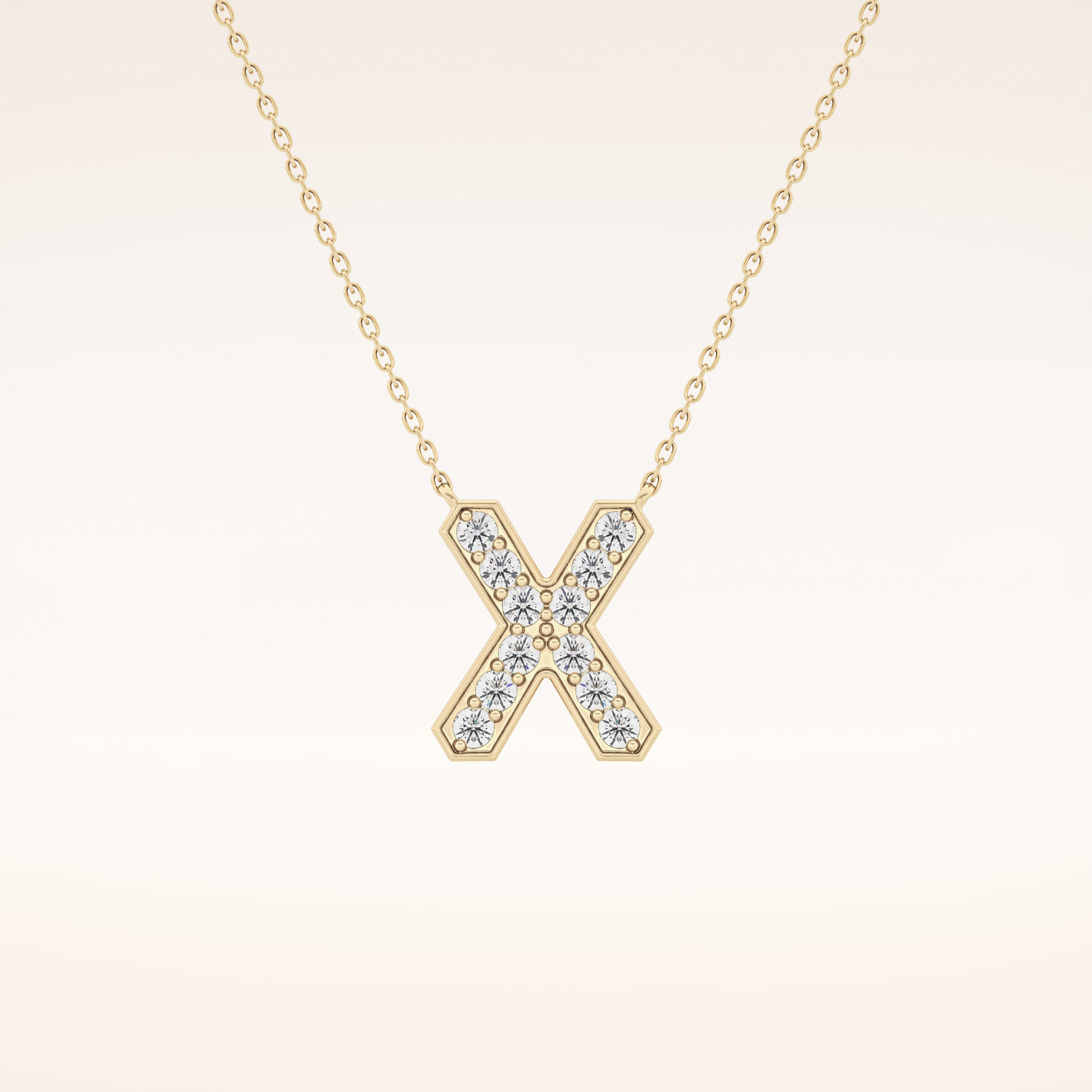 0.31 TCW Round Cut Moissanite X Initial Pendant Necklace