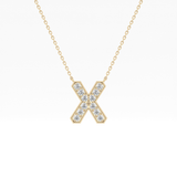 0.31 TCW Round Lab Grown Diamond X Initial Pendant Necklace