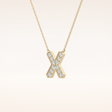 0.31 TCW Round Cut Moissanite X Initial Pendant Necklace
