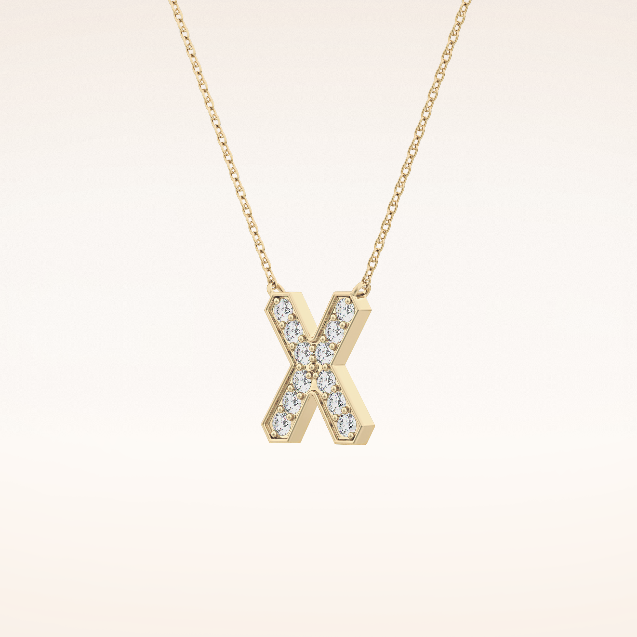 0.31 TCW Round Cut Moissanite X Initial Pendant Necklace