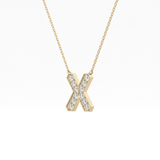 0.31 TCW Round Lab Grown Diamond X Initial Pendant Necklace