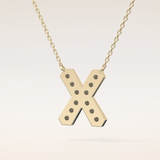 0.31 TCW Round Cut Moissanite X Initial Pendant Necklace