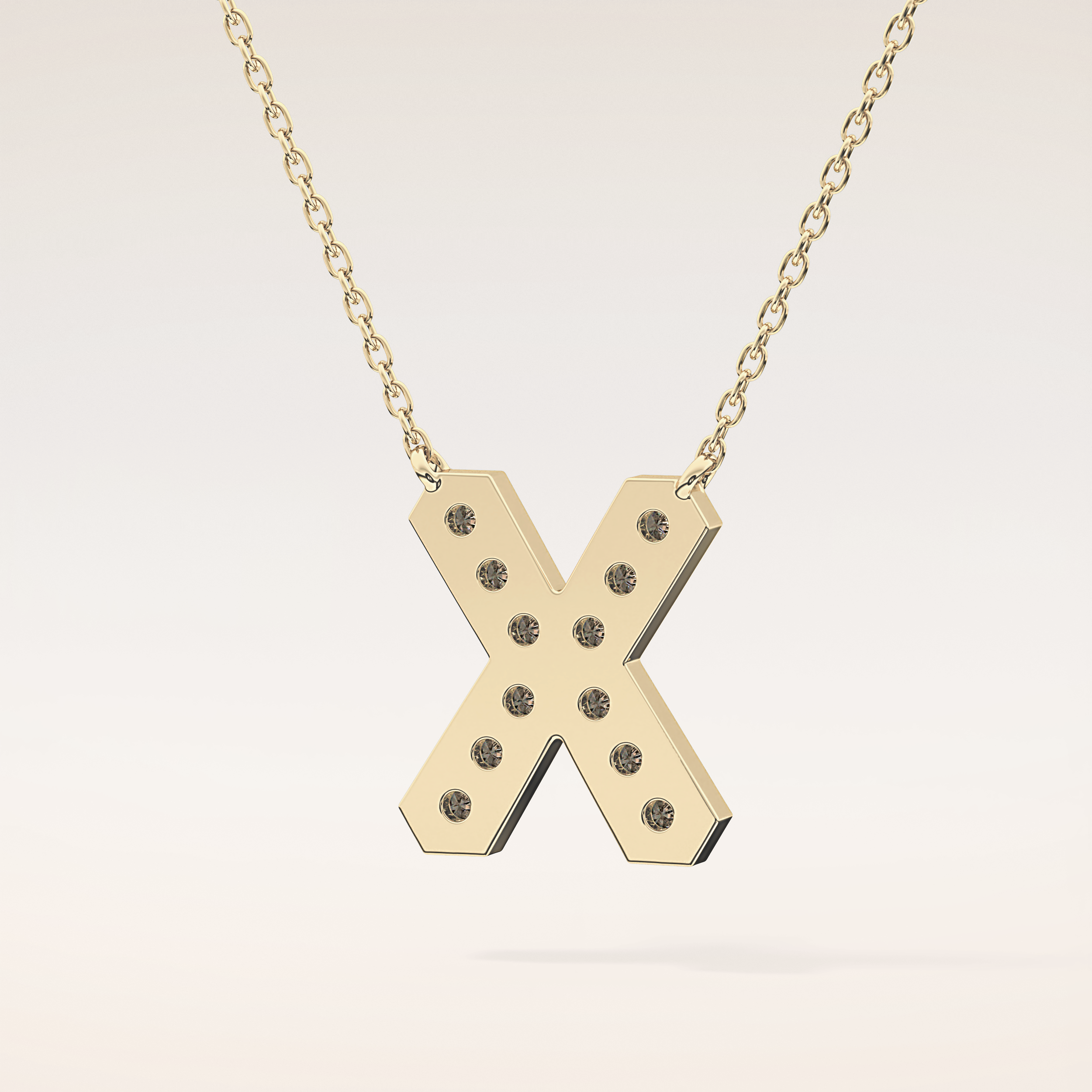 0.31 TCW Round Cut Moissanite X Initial Pendant Necklace