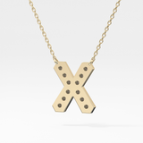 0.31 TCW Round Lab Grown Diamond X Initial Pendant Necklace