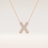 0.31 TCW Round Cut Moissanite X Initial Pendant Necklace