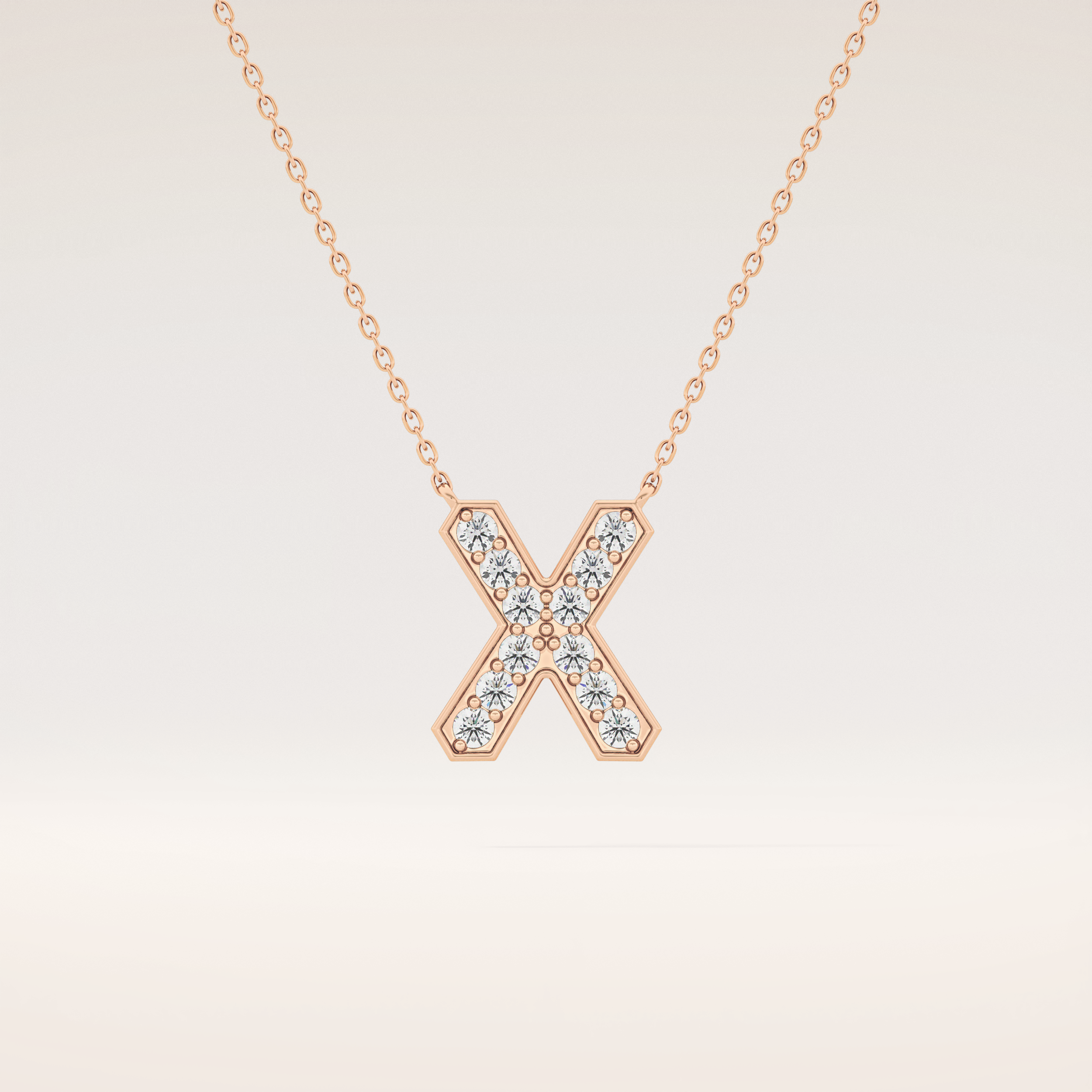 0.31 TCW Round Cut Moissanite X Initial Pendant Necklace