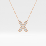 0.31 TCW Round Lab Grown Diamond X Initial Pendant Necklace