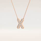 0.31 TCW Round Cut Moissanite X Initial Pendant Necklace