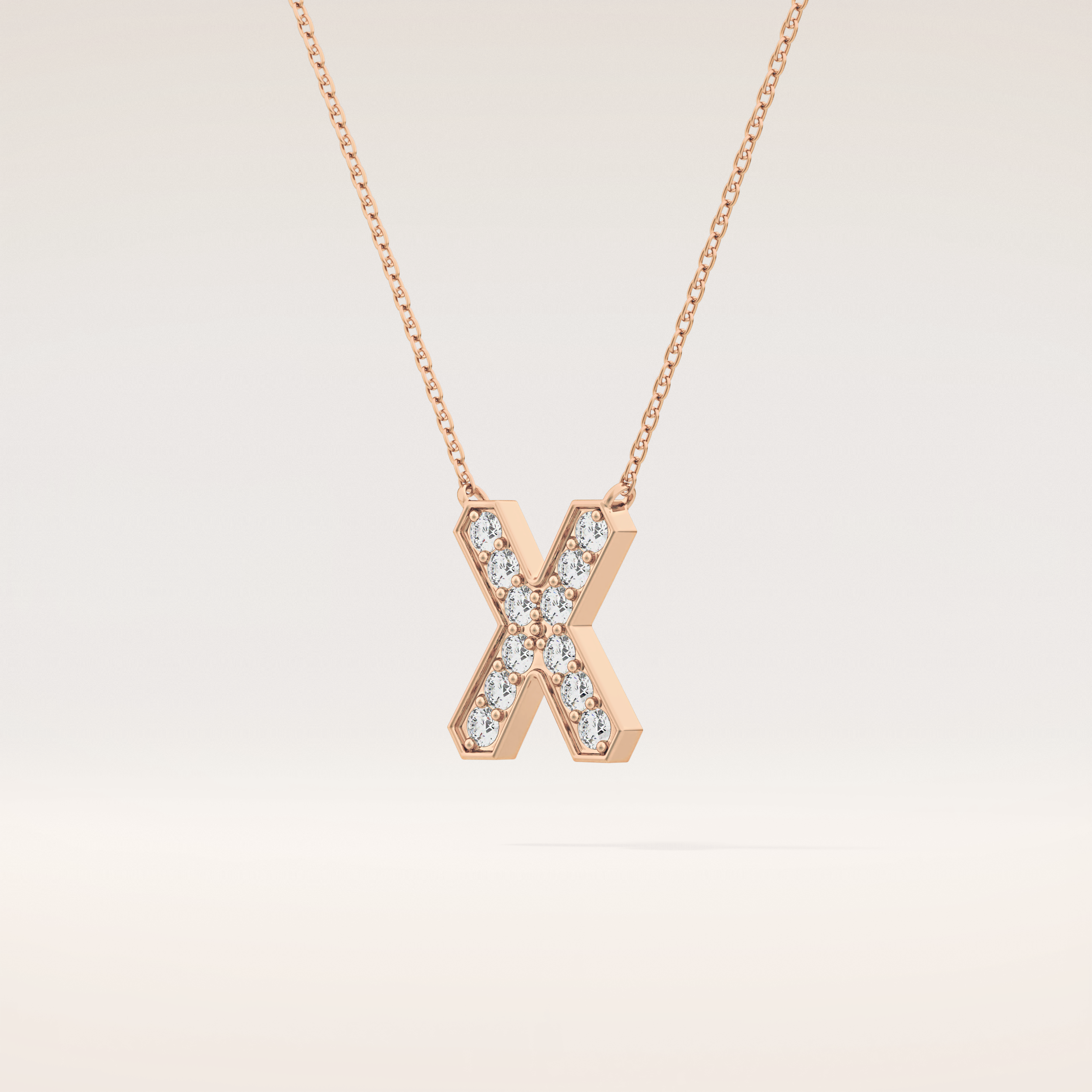 0.31 TCW Round Cut Moissanite X Initial Pendant Necklace