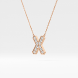 0.31 TCW Round Lab Grown Diamond X Initial Pendant Necklace