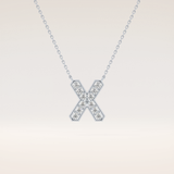 0.31 TCW Round Cut Moissanite X Initial Pendant Necklace