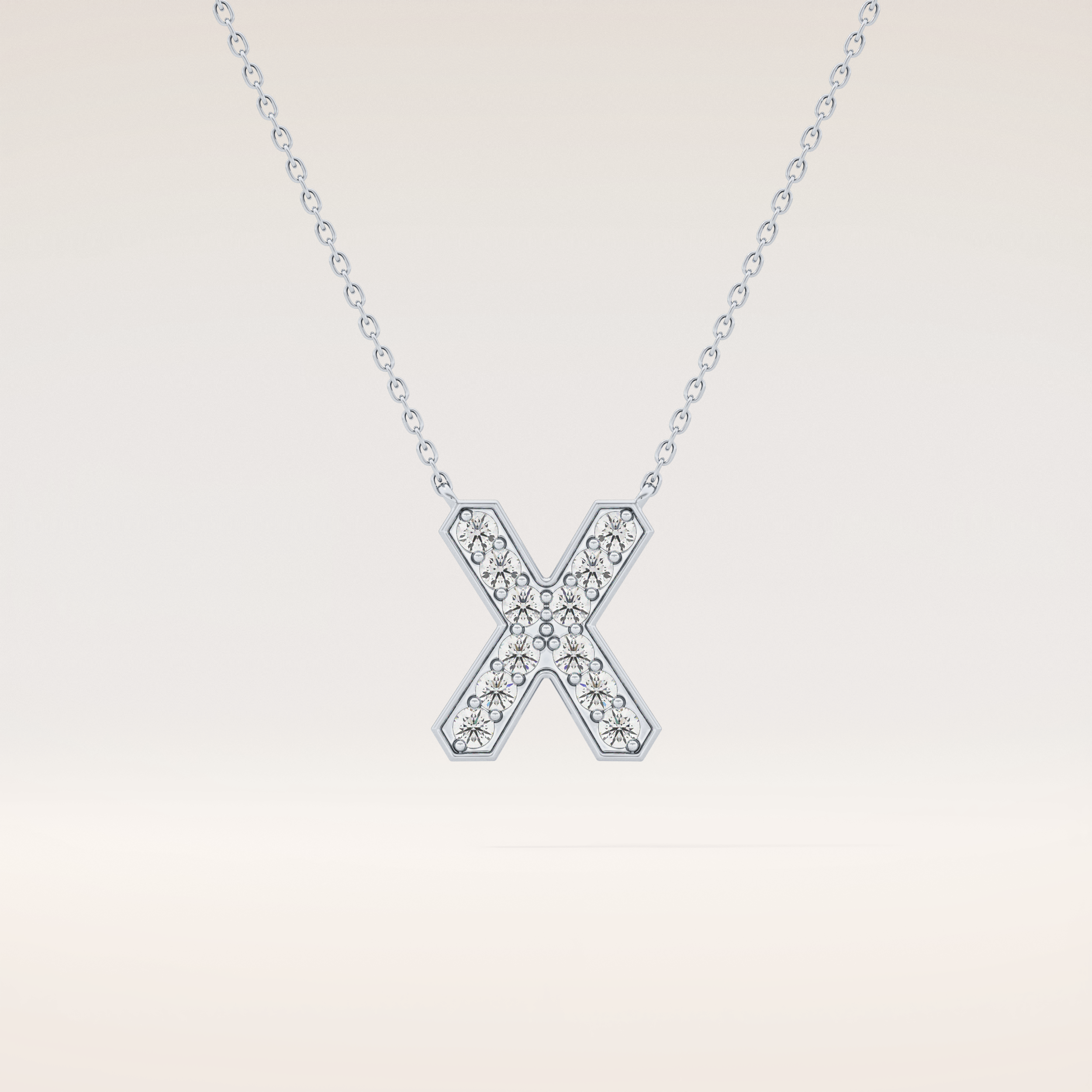 0.31 TCW Round Cut Moissanite X Initial Pendant Necklace