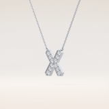 0.31 TCW Round Cut Moissanite X Initial Pendant Necklace
