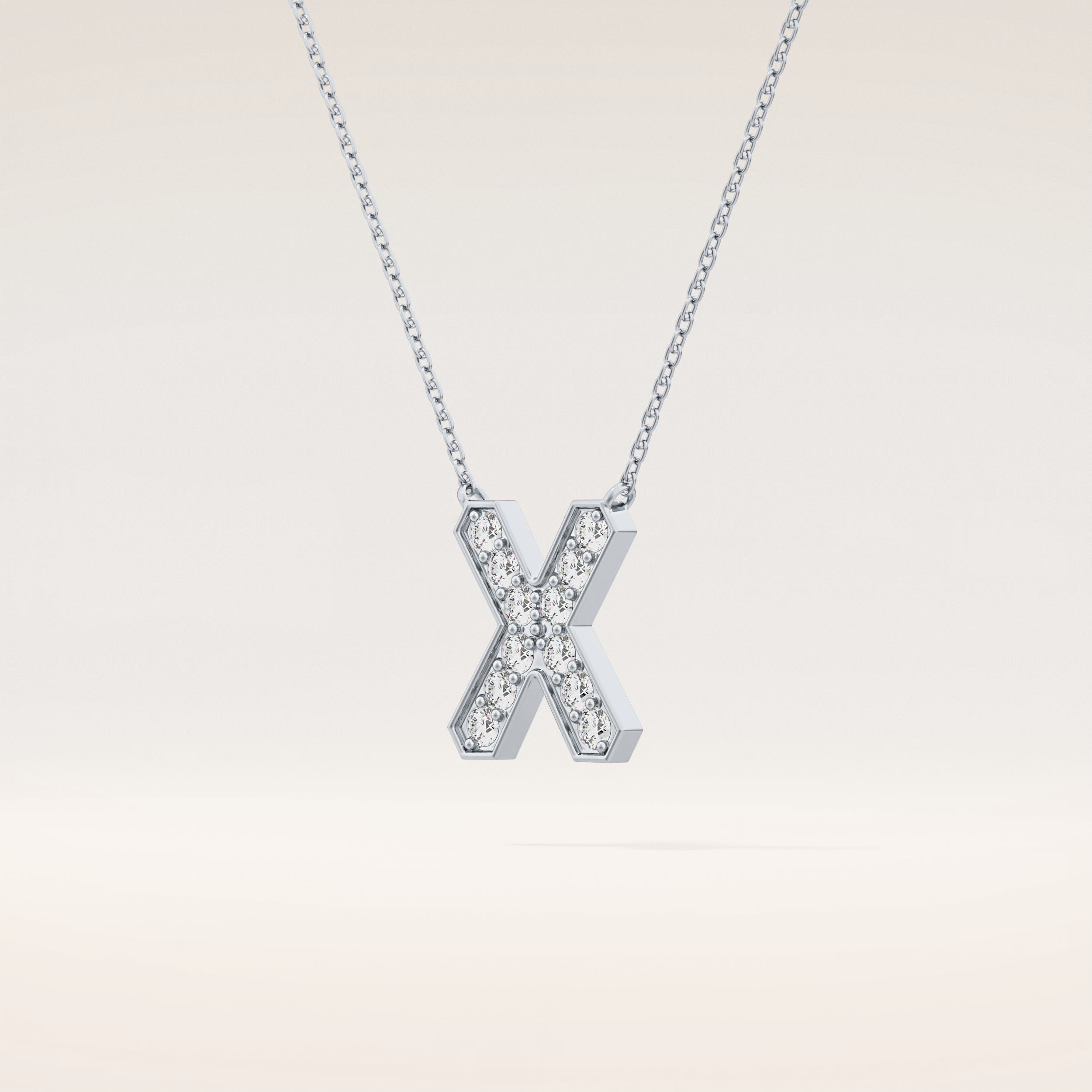 0.31 TCW Round Cut Moissanite X Initial Pendant Necklace