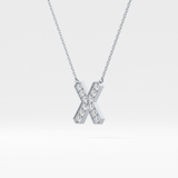 0.31 TCW Round Lab Grown Diamond X Initial Pendant Necklace