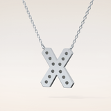 0.31 TCW Round Cut Moissanite X Initial Pendant Necklace