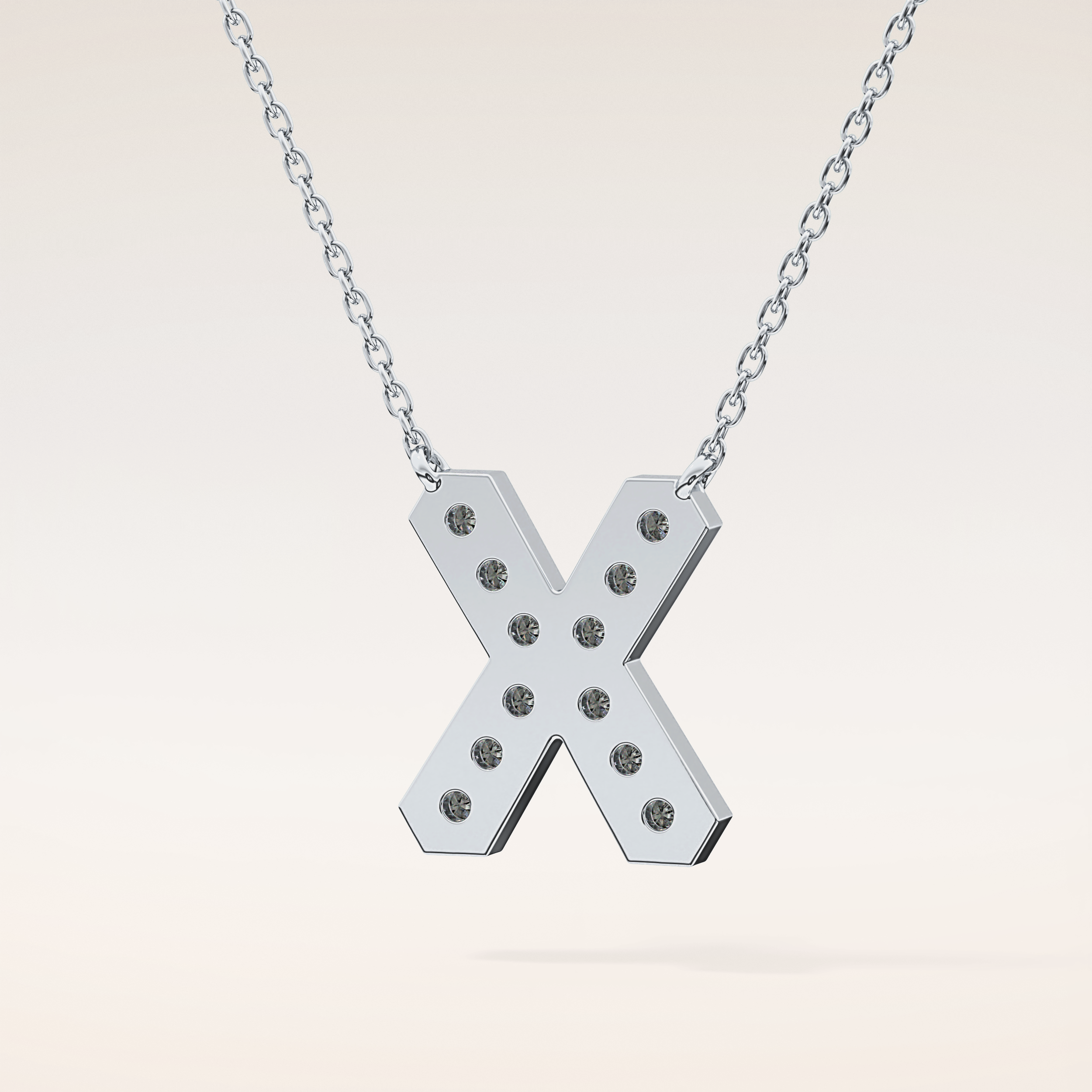 0.31 TCW Round Cut Moissanite X Initial Pendant Necklace
