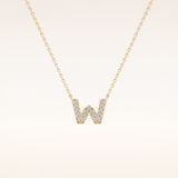 0.084 TCW Round Cut Moissanite W Initial Pendant Necklace