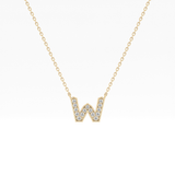 0.084 TCW Round Lab Grown Diamond W Initial Pendant Necklace