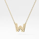 0.084 TCW Round Lab Grown Diamond W Initial Pendant Necklace