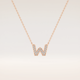 0.084 TCW Round Cut Moissanite W Initial Pendant Necklace