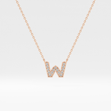 0.084 TCW Round Lab Grown Diamond W Initial Pendant Necklace