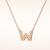 0.084 TCW Round Cut Moissanite W Initial Pendant Necklace