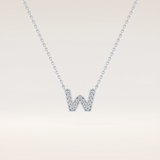 0.084 TCW Round Cut Moissanite W Initial Pendant Necklace