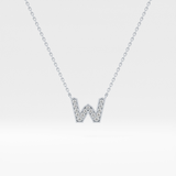 0.084 TCW Round Lab Grown Diamond W Initial Pendant Necklace