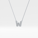 0.084 TCW Round Lab Grown Diamond W Initial Pendant Necklace