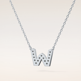 0.084 TCW Round Cut Moissanite W Initial Pendant Necklace