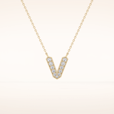 0.178 TCW Round Cut Moissanite V Initial Pendant Necklace