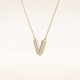 0.178 TCW Round Cut Moissanite V Initial Pendant Necklace