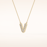 0.178 TCW Round Cut Moissanite V Initial Pendant Necklace