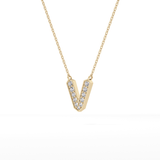 0.178 TCW Round Lab Grown Diamond V Initial Pendant Necklace
