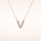 0.178 TCW Round Cut Moissanite V Initial Pendant Necklace