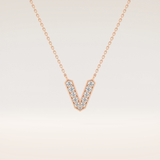0.178 TCW Round Cut Moissanite V Initial Pendant Necklace
