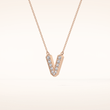 0.178 TCW Round Cut Moissanite V Initial Pendant Necklace